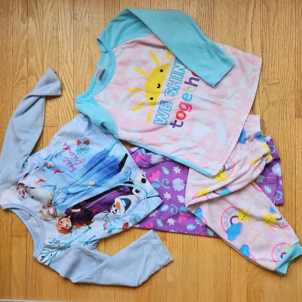 Two 4T Disney Frozen Blue and Purple Pajama Sets